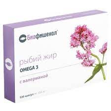 Биафишенол рыбий жир с валерианой, 0.35 г, капсулы, 120 шт. фото