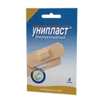 Унипласт Лейкопластырь бактерицидный натуральный, 1.9 см х 7.2 см, пластырь, 8 шт, набор фото