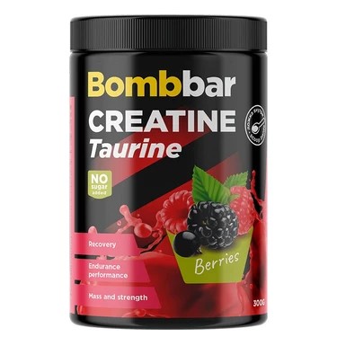 Bombbar Pro Креатин + Таурин, порошок, 300 г, 1 шт, лесные ягоды фото