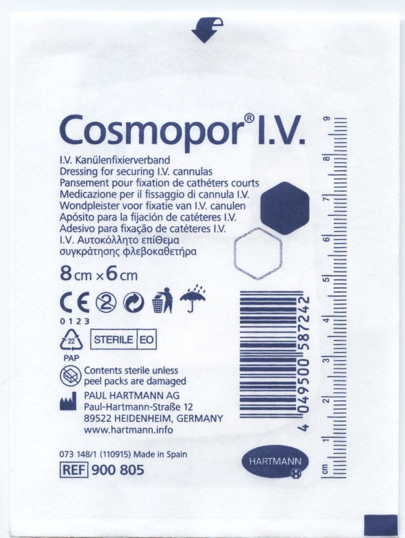Cosmopor I.V. Повязка для фиксации катетера, 6 см х 8 см, повязка стерильная, 1 шт. фото