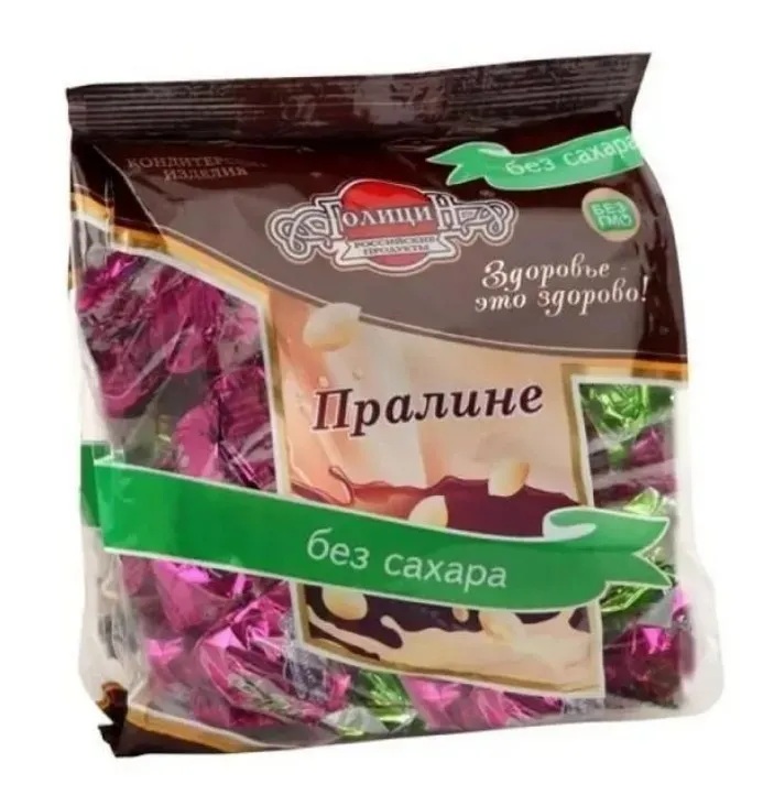Голицин Конфеты Пралине горькое с орехами на фруктозе, 180 г, 1 шт. фото