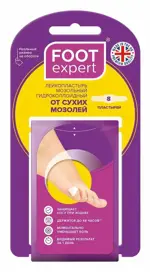Foot Expert пластырь гидроколлоидный от сухих мозолей, 1.8 см х 6.1 см, пластырь, 8 шт. фото
