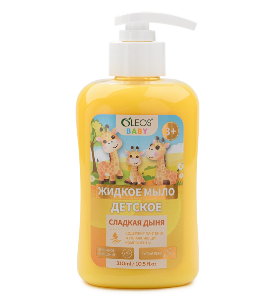 Oleos baby мыло жидкое детское 3+, мыло детское, 310 мл, 1 шт, дыня фото
