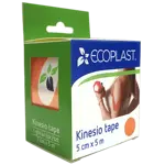 Ecoplast Kinesio tape, 5 см х 5 м, кинезио тейп, 1 шт, оранжевый фото 2