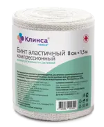Клинса Бинт эластичный компрессионный, 8 см х 1.5 м, 1 шт, высокой растяжимости фото