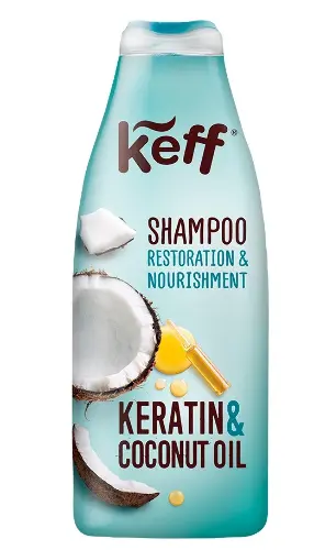Keff шампунь для ослабленных и ломких волос с кератином и маслом кокоса, шампунь, 500 мл, 1 шт. фото