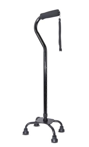 Трость инвалидная телескопическая металлическая с 4-мя опорами AMCQ21, 1 шт, черного цвета фото