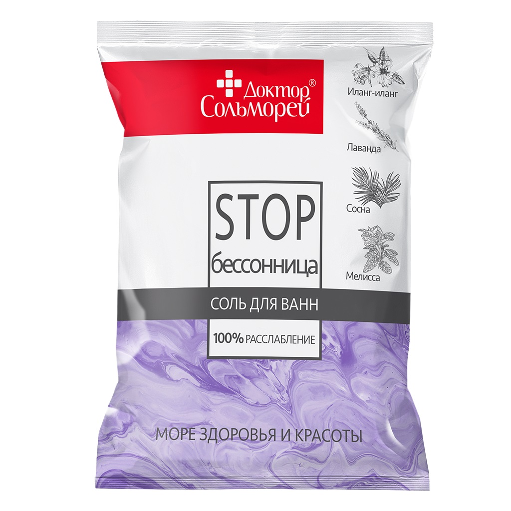 Доктор Сольморей Соль для ванн СТОП-бессонница, соль для ванн, 500 г, 1 шт. фото