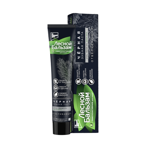Лесной бальзам Зубная паста Уголь и Мята, паста зубная, 75 мл, 1 шт. фото