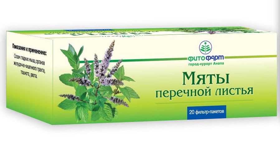 Мяты перечной листья, сырье растительное измельченное, 1.5 г, 20 шт. фото