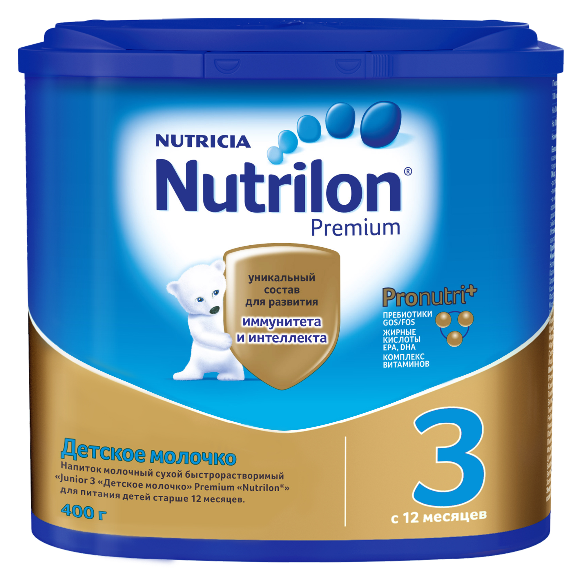 Nutrilon 3 Junior Premium Детское молочко, смесь молочная сухая, 400 г, 1 шт. фото