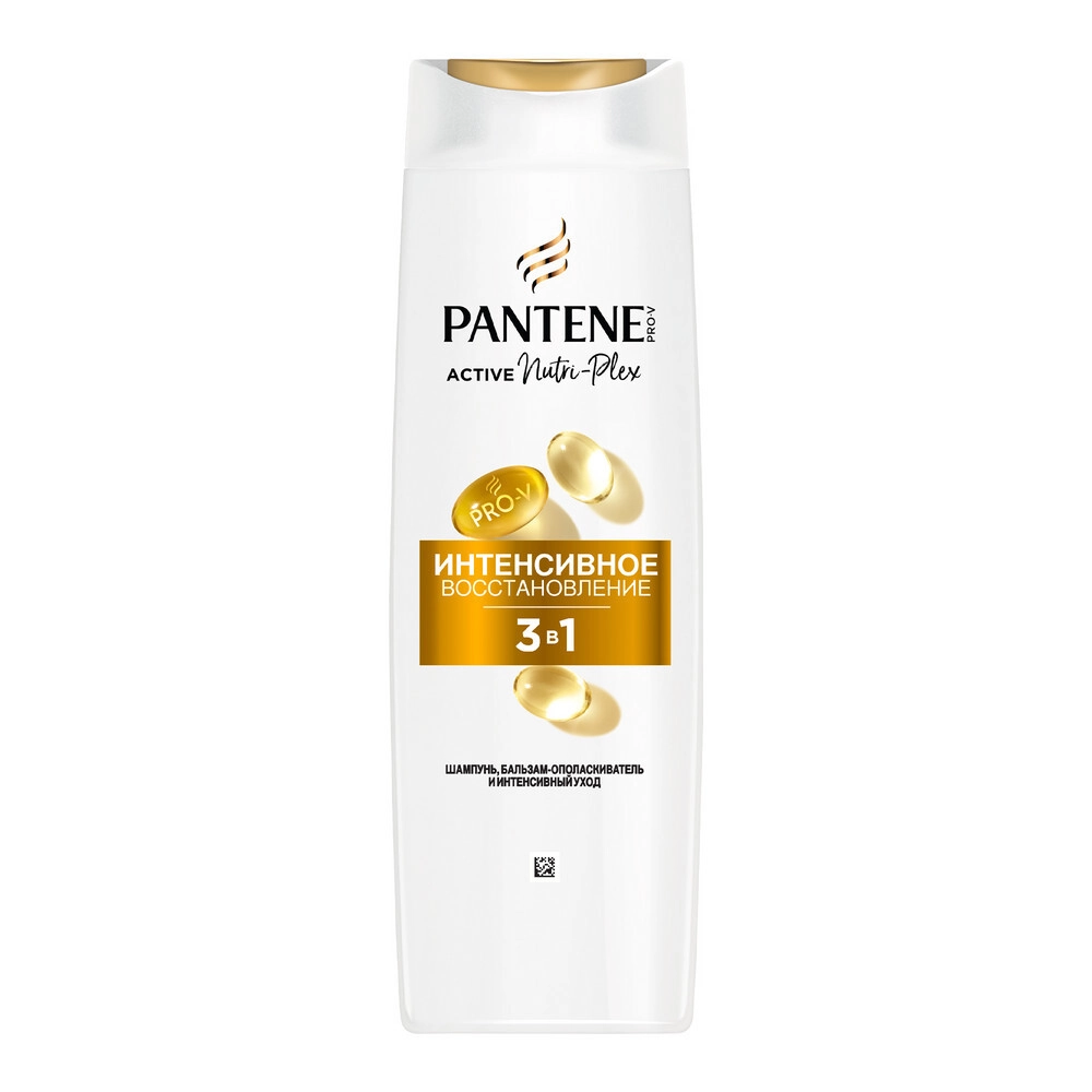 Pantene pro-v шампунь бальзам-ополаскиватель и интенсивный уход 3в1 интенсивное восстановление, шампунь, 360 мл, 1 шт. фото