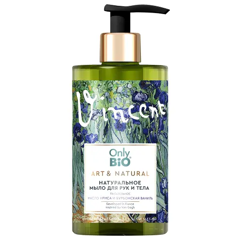 Only bio art&natural мыло для рук и тела натуральное питательное масло ириса и бурбонская ваниль, мыло жидкое, 290 мл, 1 шт. фото