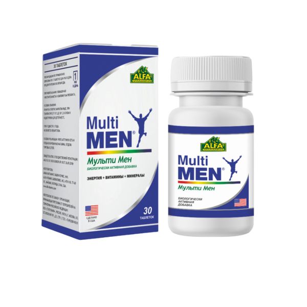 Alfa Vitamins Мульти Мен витаминно-минеральный комплекс, 1230 мг, таблетки, 30 шт. фото