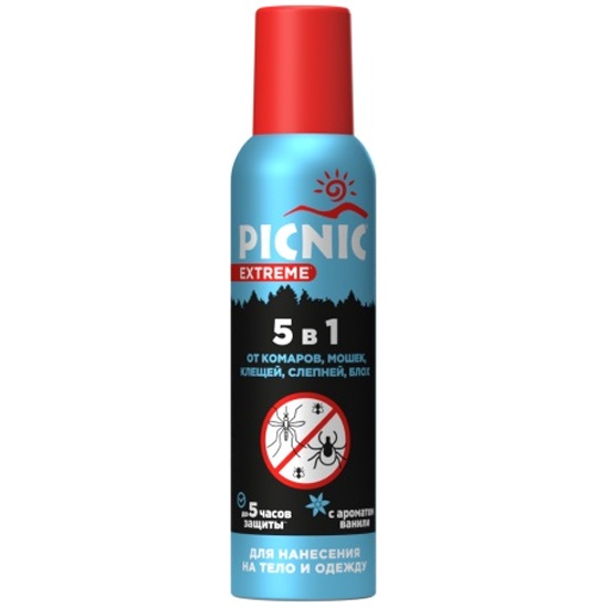 Picnic Extreme 5в1 от клещей, комаров, мошек, слепней, блох, спрей, 150 мл, 1 шт. фото