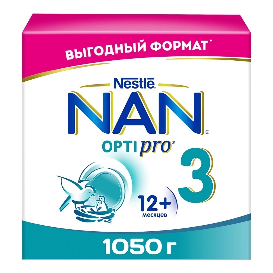 NAN 3 Optipro, напиток молочный сухой, 1050 г, 1 шт, для детей с 12 месяцев, с пробиотиками фото