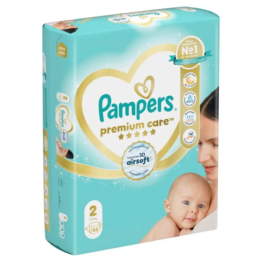 Pampers Premium Care Подгузники детские, р. 2, 66 шт, 4-8 кг фото