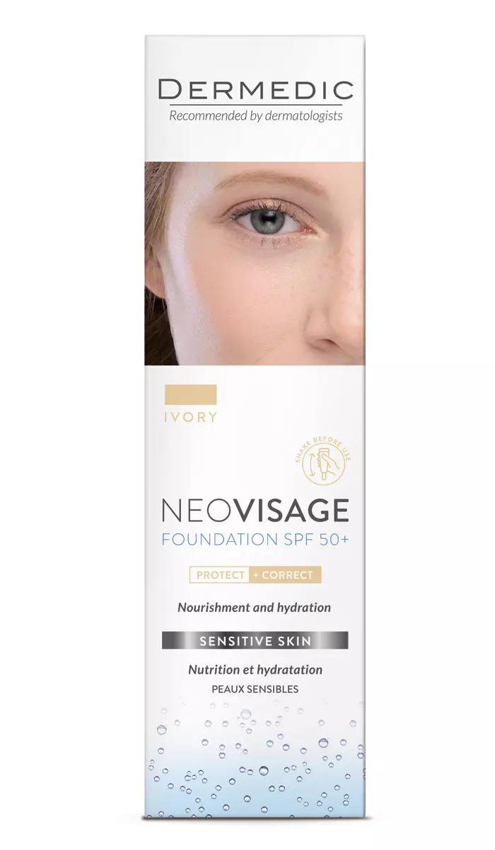 Дермедик NeoVisage Sensitive skin Protect+Correct крем-флюид SPF50+, крем, 30мл, 1 шт, слоновая кость фото