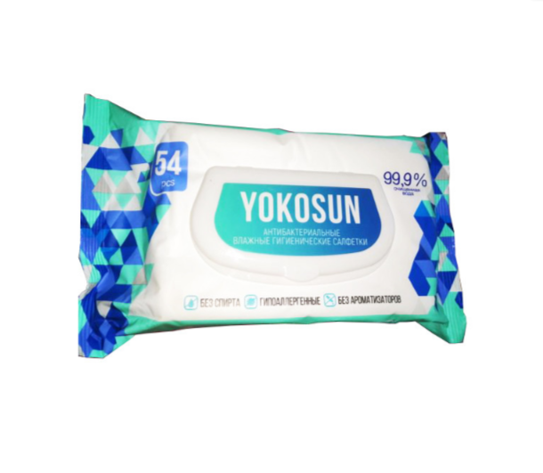Yokosun Салфетки влажные антибактериальные, салфетки влажные, 54 шт. фото