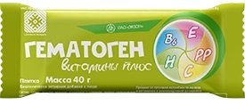 Гематоген витамины плюс, плитка, 40 г, 1 шт. фото