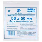 Bona Mente! Салфетка спиртовая прединъекционные дезинфицирующие, 60 мм х 60 мм, салфетки стерильные, 1 шт. фото