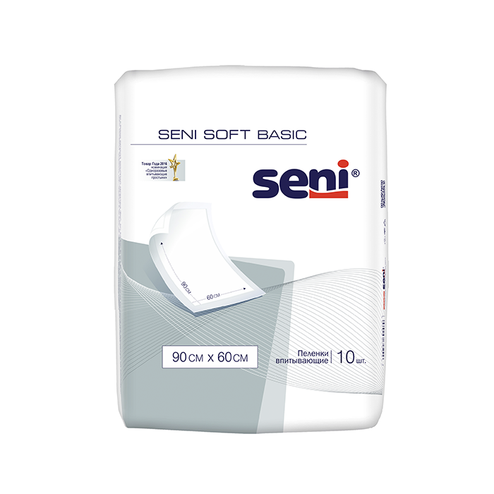 Seni Soft Basic Пеленки впитывающие, 60 см х 90 см, 10 шт, 2 капли фото