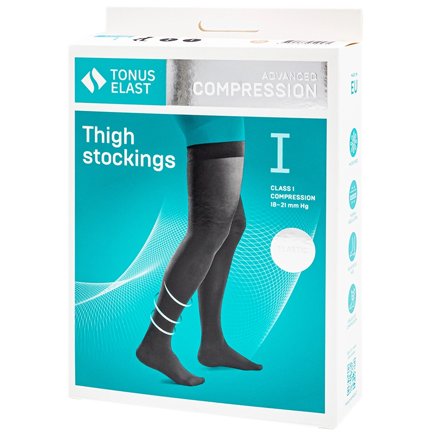 Tonus Elast Чулки лечебно-профилактические 1 класс компрессии (18-22 mmHg), р. 2, пара, 1 шт, черного цвета, рост 170-182 см, арт. 0402 фото