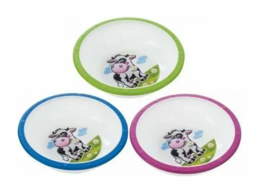 Canpol Миска пластиковая с антискользящим дном Little cow, 1 шт, цвет в ассортименте, арт. 4/416 фото