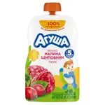 Агуша детское пюре, пюре, 90 г, 1 шт, яблоко + малина + шиповник фото