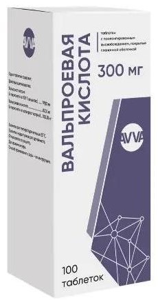 Вальпроевая кислота, 300 мг, таблетки с пролонгированным высвобождением, покрытые пленочной оболочкой, 100 шт. фото