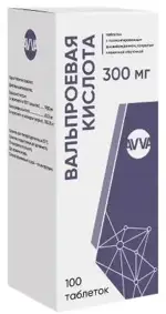 Вальпроевая кислота, 300 мг, таблетки с пролонгированным высвобождением, покрытые пленочной оболочкой, 100 шт. фото