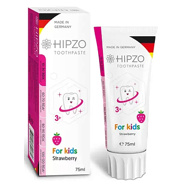Hipzo Зубная паста детская, паста зубная, 75 мл, 1 шт, клубника фото