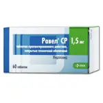 Равел СР, 1.5 мг, таблетки пролонгированного действия, покрытые пленочной оболочкой, 60 шт. фото