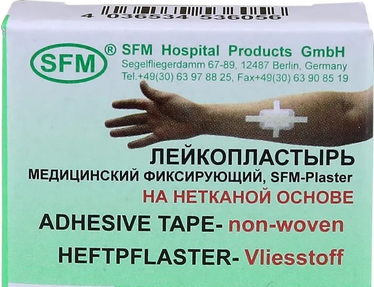 SFM-Plaster Пластырь фиксирующий, 5 см х 5 м, 1 шт, нетканая основа фото
