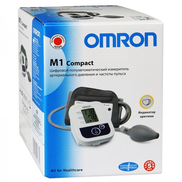 Тонометр полуавтоматический Omron M1 Compact, 1 шт, арт. НEM-4022-RU фото