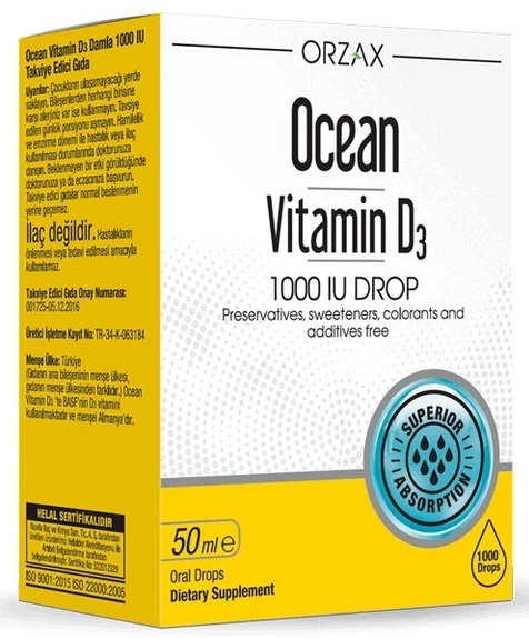 Orzax Ocean Витамин D3, 1000 МЕ, капли, 50 мл, 1 шт. фото