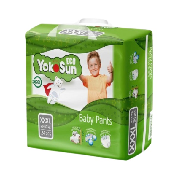 Yokosun Eco подгузники-трусики детские, XXL, 24 шт, 20-30 кг фото