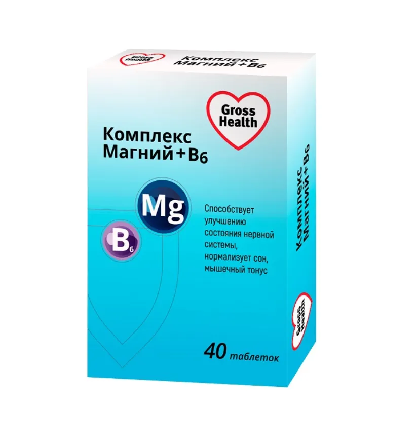 Gross Health Магний+Витамин В6, таблетки, 40 шт. фото