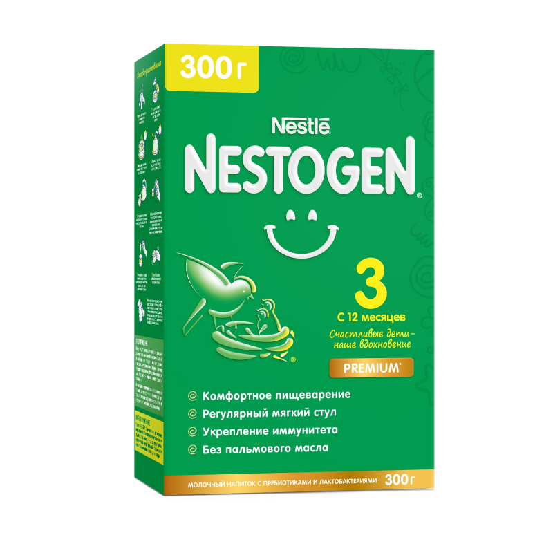 Nestogen 3 Premium, напиток молочный сухой, 300 г, 1 шт, для детей с 12 месяцев, с пребиотиками и лактобактериями фото