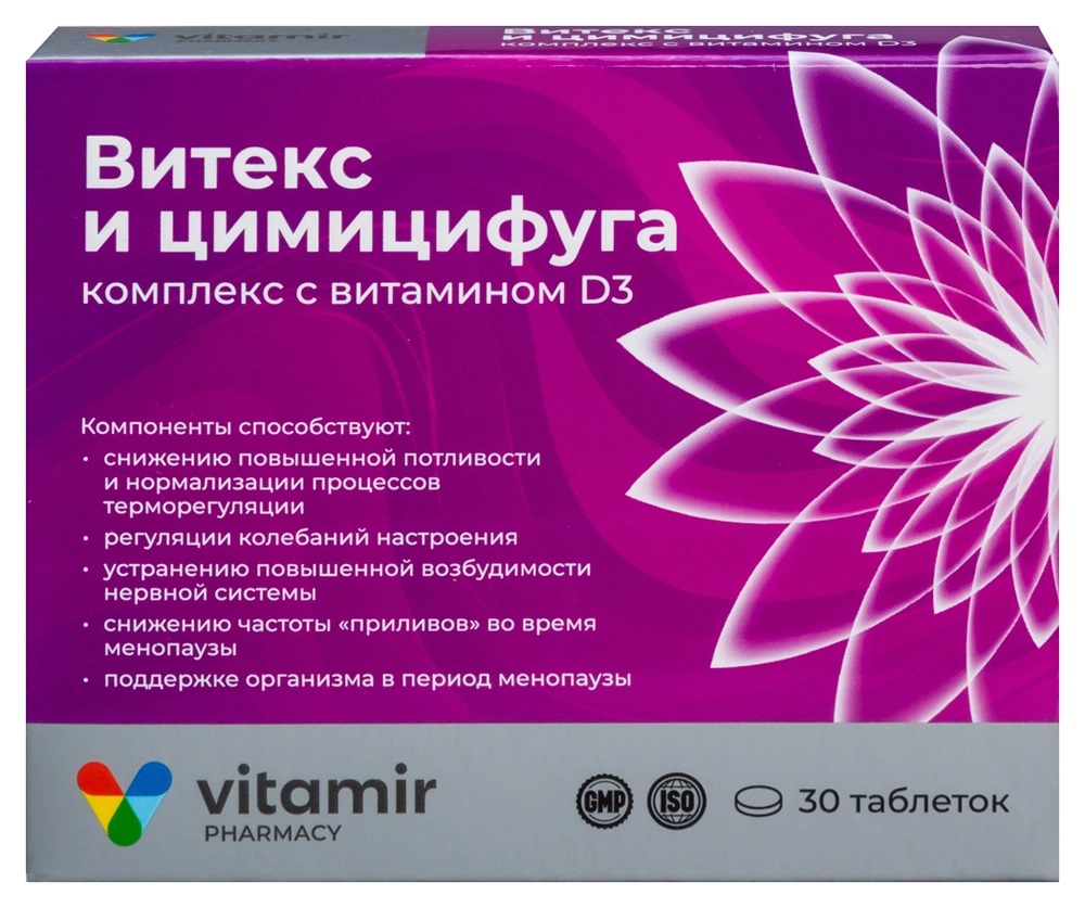 Витамир Витекс и цимицифуга комплекс с витамином D3, 165 мг, таблетки, покрытые оболочкой, 30 шт. фото