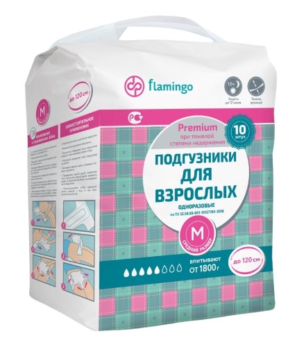 Flamingo Premium Подгузники для взрослых одноразовые, размер М, 10 шт. фото
