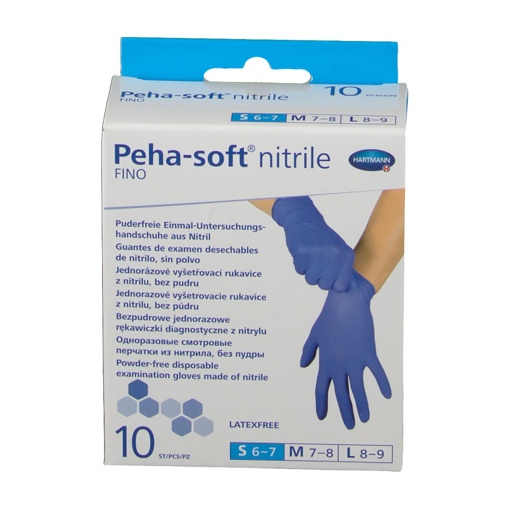 Peha-Soft Nitrile Fino Перчатки смотровые нитриловые нестерильные, Small S (6-7), пара, 5 шт, синего цвета фото