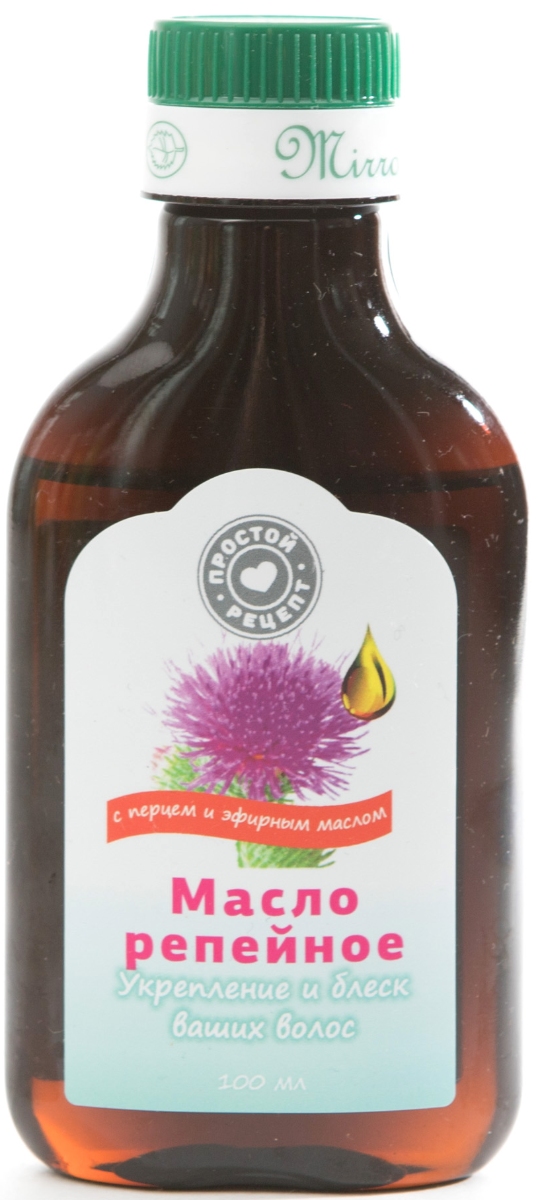 Простой рецепт Репейное масло перец с эфирным маслом, маска для волос, 100 мл, 1 шт. фото