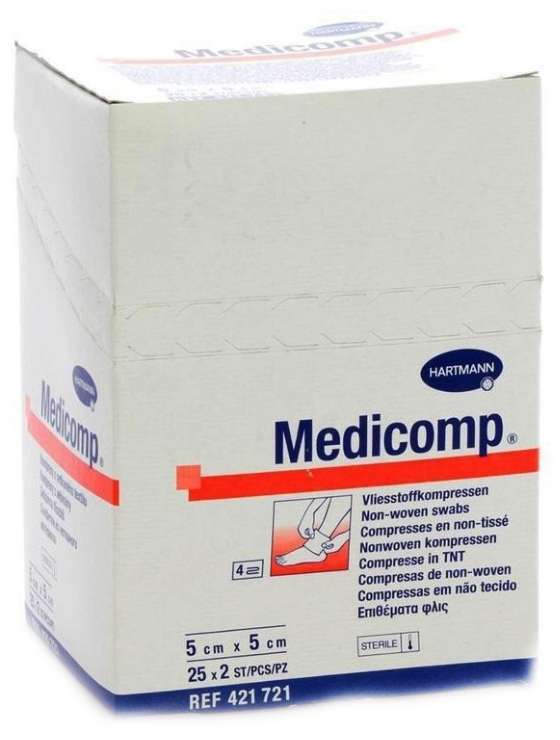 Medicomp Салфетки стерильные нетканные, 5 см х 5 см, салфетки стерильные, 50 шт. фото