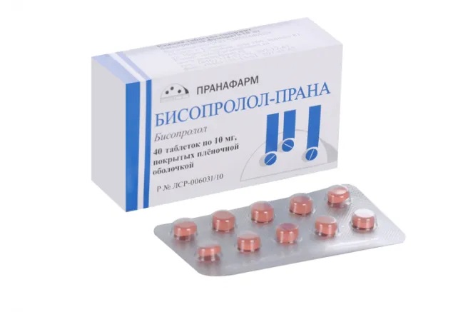 Бисопролол-Прана, 10 мг, таблетки, покрытые пленочной оболочкой, 40 шт. фото