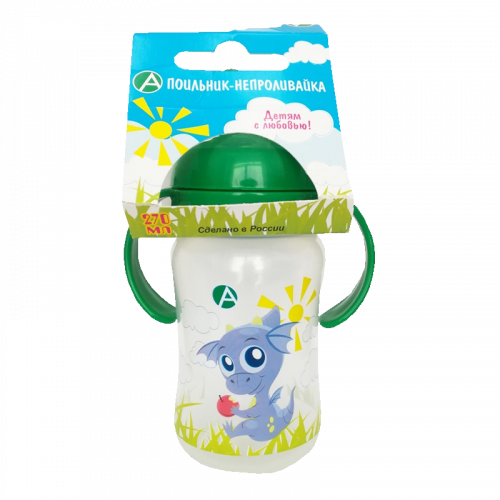 Апрель Поильник-непроливайка с ручками, 270 мл, 1 шт, с 6 месяцев фото