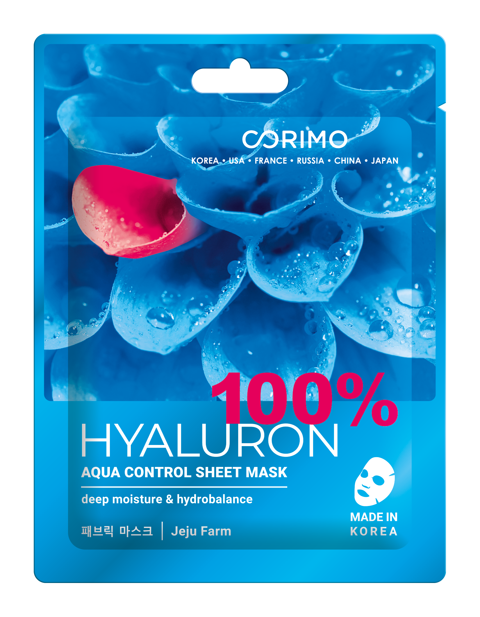 Corimo Hyaluron Акваконтроль 100% маска тканевая для лица, маска для лица, 22 г, 1 шт. фото