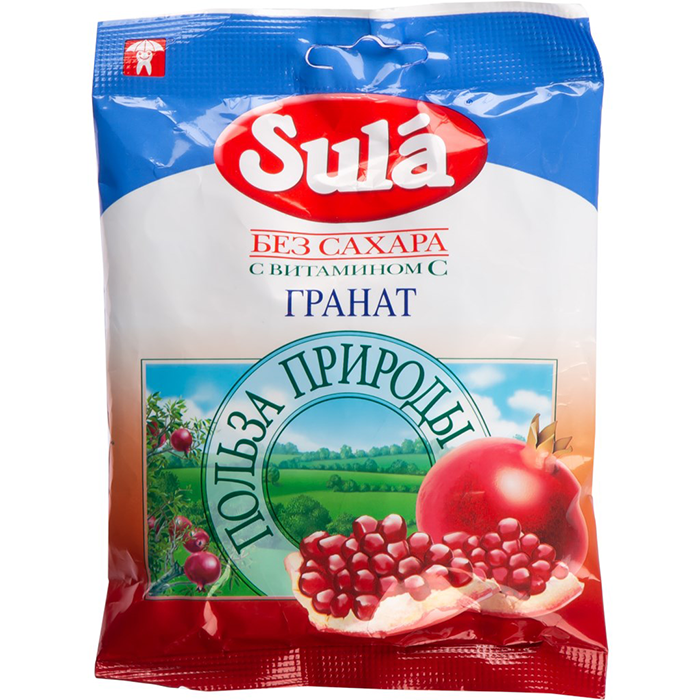 Sula карамель леденцовая без сахара, 60 г, 1 шт, гранат фото