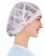 Шапочка модель плиссе спанбонд, размер 54-66 длина 53, 25 шт, белого цвета, плотность 18г/м2, нестерильная фото 2