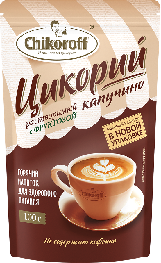 Chikoroff Цикорий растворимый, 100 г, 1 шт, капучино с фруктозой фото